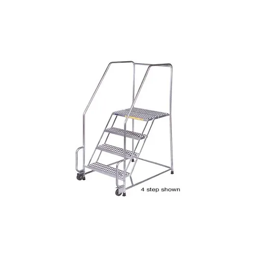 2 Step 16"W Stainless Steel Tilt and Roll Ladder - Perforated Tread - SSTR220P