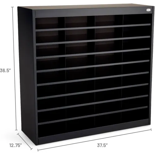 36 Compartment Steel Literature Organizer - Black