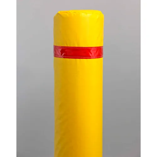 40" Soft Polyethylene Bollard Cover -  Yellow Cover/Red Tapes