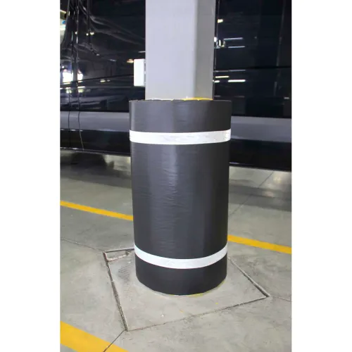 44"H x 36"W Soft Nylon Column Protector -  Black Cover/White Tapes