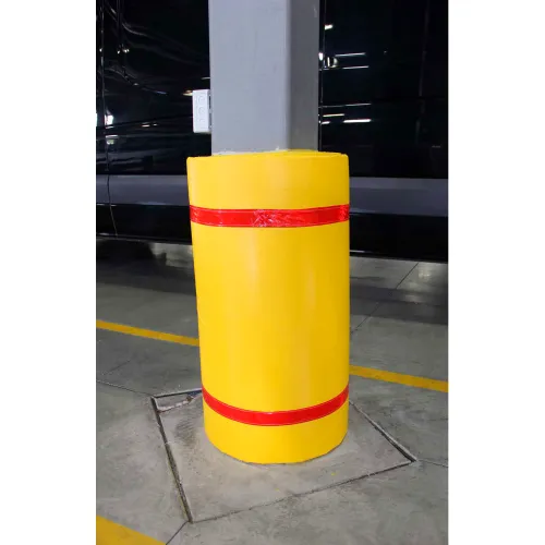 44"H x 36"W Soft Nylon Column Protector -  Yellow Cover/Red Tapes