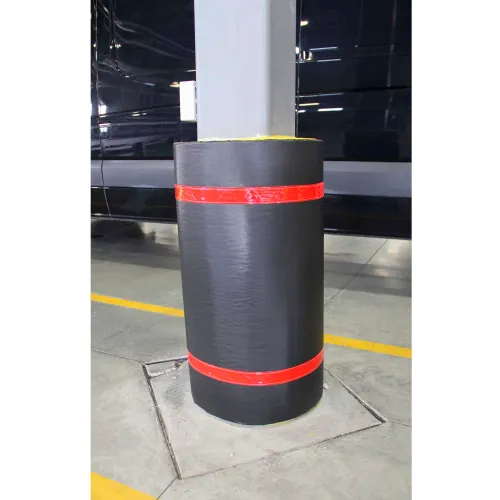 44"H X 48"W Soft Nylon Column Protector -  Black Cover/Red Tapes