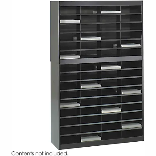 60 Compartment Steel Literature Organizer - Black
