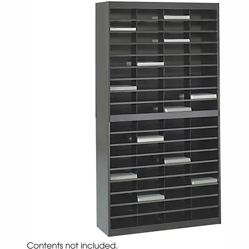 72 Compartment Steel Literature Organizer - Black