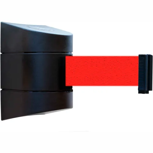 Tensabarrier®Wall Mount Retractable Belt Barrier,30' Red Belt, Black Case