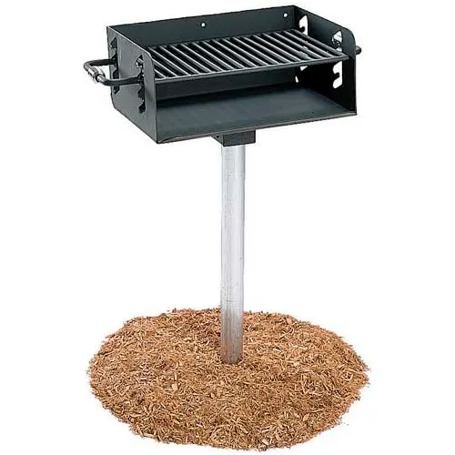 ADA Rotating Pedestal Outdoor Grill With 3-1/2" Dia. Post(280 Sq. In. Cooking Surface)