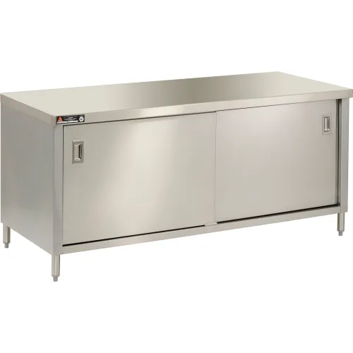 Aero Manufacturing 304 Stainless Steel Cabinet Table, 72 x 30", Sliding Doors