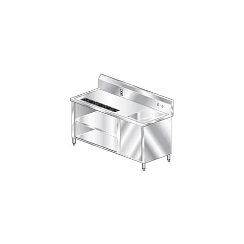 Aero Manufacturing 304 Stainless Steel Table, 72 x 30", Right Sink, 10" Backsplash, 14 Gauge