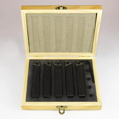 All Industrial 19920 | 5pc 1/4" Shank Indexable Turning Tool Holder with C6 Carbide TCMT Inserts (Chipbreaker)