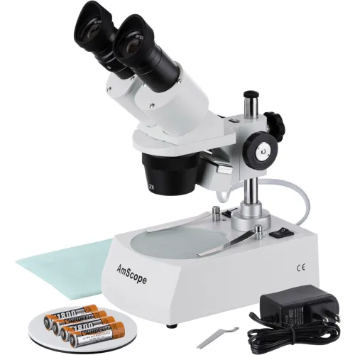 AmScope SE306R-P-LED 20X-40X Cordless LED Stereo Microscope with Top and Bottom Lights