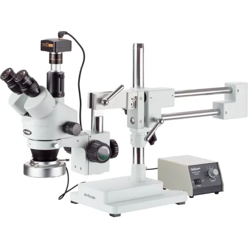 AmScope SM-4TZ-80M-5M 3.5X-90X Boom Stand Stereo Microscope with 80-LED Ring Light & 5MP Camera