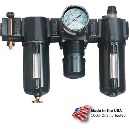 Arrow 1/2" Modular FRL W/End Ports VC33354, Gauge, Poly Bowl, Manual & Arrow Fog LUBR, OSHA Valve
