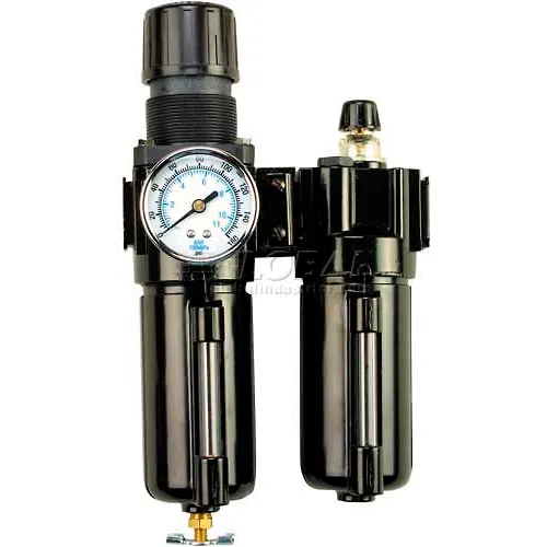 Arrow 3/8" Modular F/R & Lubricator W/O End Ports D70353W, Gauge, Metal Bowl W/Sight, Manual