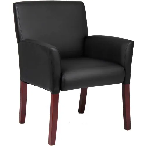 Boss Reception Guest Chair with Arms - Vinyl - Black