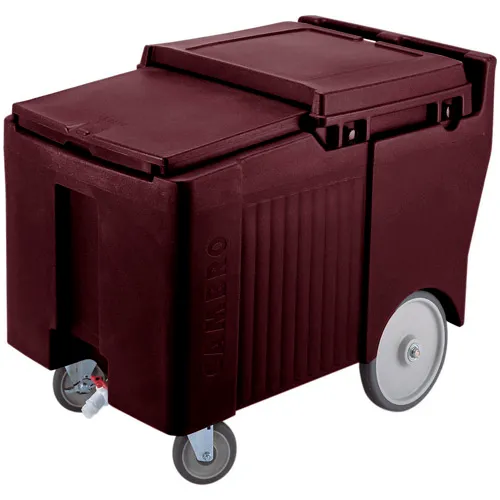Cambro ICS175LB131 - Ice Caddy, Brown, 125lbs. Cap, Short, 2 Swivel, 1 w/Brake, 2, 10" Easy Wheels