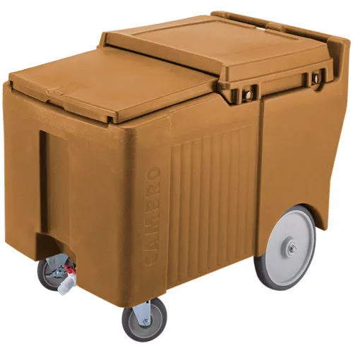 Cambro ICS175LB157 - Ice Caddy, Beige, 125lbs. Cap, Short, 2 Swivel, 1 w/Brake, 2, 10" Easy Wheels