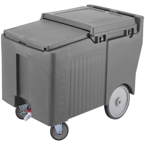 Cambro ICS175LB191 - Ice Caddy, Gray, 125 Lbs. Cap, Short, 2 Swivel, 1 w/Brake, 2, 10" Easy Wheels
