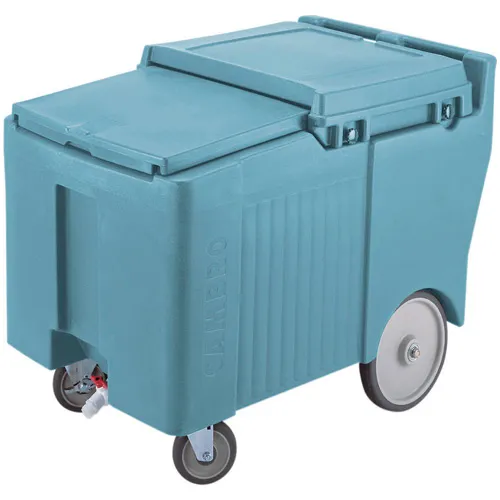 Cambro ICS175LB401 - Ice Caddy, Blue, 125lbs. Cap, Short, 2 Swivel, 1 w/Brake, 2, 10" Easy Wheels