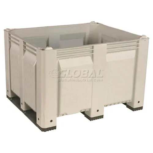 Decade® Solid Wall Pallet Container, Short Side Runners, 48"L x 40"W x 31"H, 1500 lb Cap, White