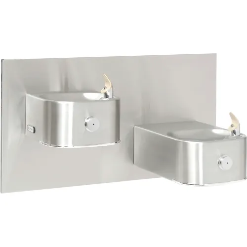 Elkay® 2 Station Wall Mount Drinking Fountain w/ Cane Apron, ADA, Stainless Steel