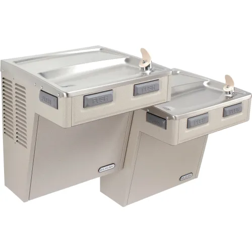 Elkay Wall Mount ADA Drinking Fountain, Light Gray Granite, 2 Station, 115V, 60Hz, 5 Amp, EMABFTL8LC