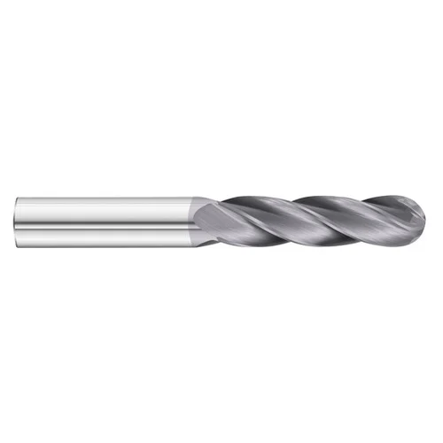 Fullerton Tool 32251 | 9/16" Diameter x 9/16" Shank x 3" LOC x 6" OAL 4 Flute TiAlN Solid Carbide Ball End Mill