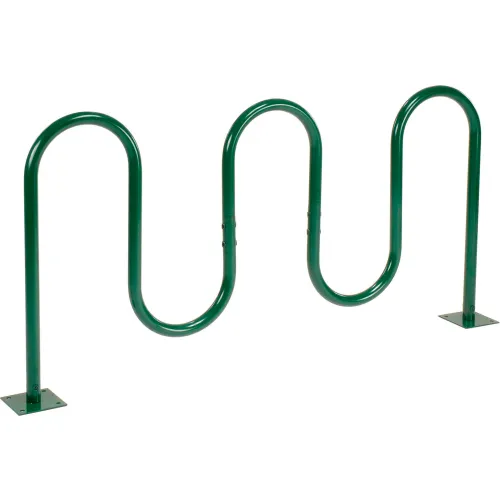 Global Industrial™ Wave Bike Rack, 7-Bike Capacity, Flange Mount, Green