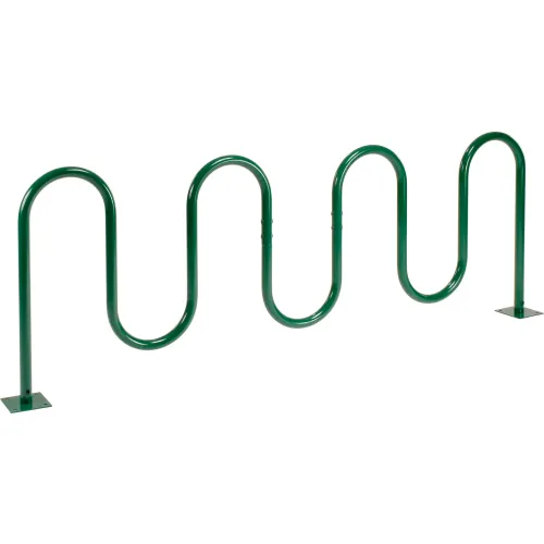 Global Industrial™ Wave Bike Rack, 9-Bike Capacity, Flange Mount, Green