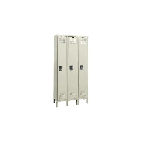Hallowell® 1-Tier 3 Door Corrosion Resistant Locker, 36"W x 12"D x 78"H, Tan, Unassembled