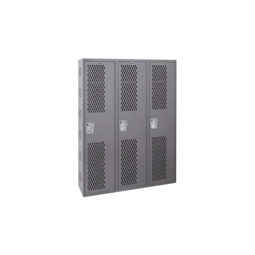 Hallowell® 1-Tier 3 Door Single-Point Ventilated Locker, 54"Wx18"Dx72"H, Dark Gray, All-Welded