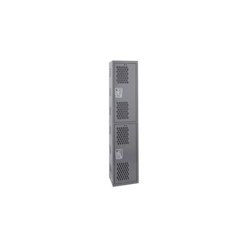 Hallowell® 2-Tier 2 Door Single-Point Ventilated Locker, 12"Wx12"Dx72"H, Dark Gray, All-Welded