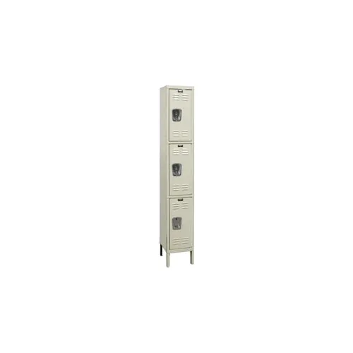 Hallowell® 3-Tier 3 Door Corrosion Resistant Locker, 12"W x 15"D x 78"H, Tan, Assembled