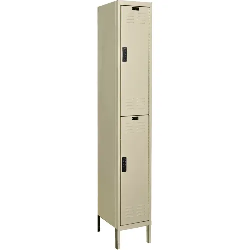 Hallowell® DigiTech 2-Tier 2 Door Electronic Access Locker, 12"W x 15"D x 78"H, Tan, Assembled