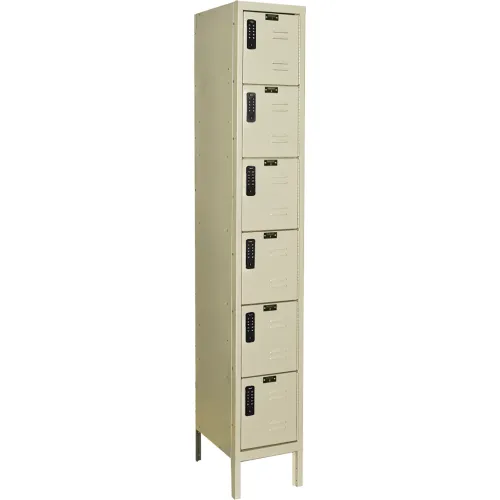 Hallowell® DigiTech 6-Tier 6 Door Electronic Access Locker, 12"W x 18"D x 78"H, Tan, Assembled