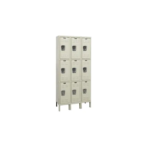 Hallowell® Galvanite 3-Tier 9 Door Corrosion Resistant Locker, 36"Wx18"Dx78"H, Tan, Unassembled