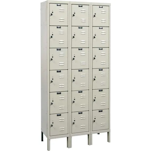 Hallowell® Galvanite 6-Tier 18 Door Corrosion Resistant Locker, 36"Wx15"Dx78"H, Tan, Assembled