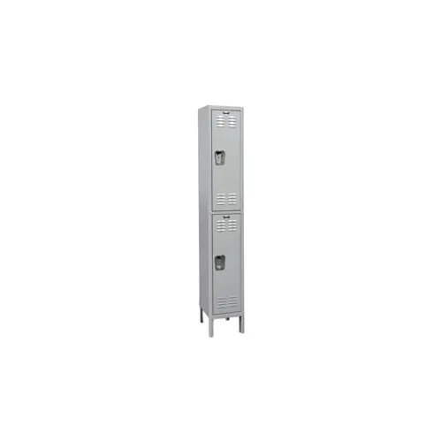 Hallowell® MedSafe 2-Tier 2 Door Antimicrobial Locker, 12"W x 18"D x 78"H, Gray, Assembled