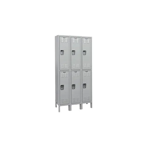 Hallowell® MedSafe 2-Tier 6 Door Antimicrobial Locker, 36"W x 18"D x 78"H, Gray, Unassembled