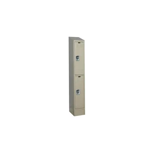 Hallowell® Ready-Built II 2-Tier 2 Door Locker, 12"W x 15"D x 84"H, Tan, Assembled