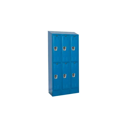 Hallowell® Ready-Built II 2-Tier 6 Door Locker, 36"W x 15"D x 84"H, Blue, Assembled