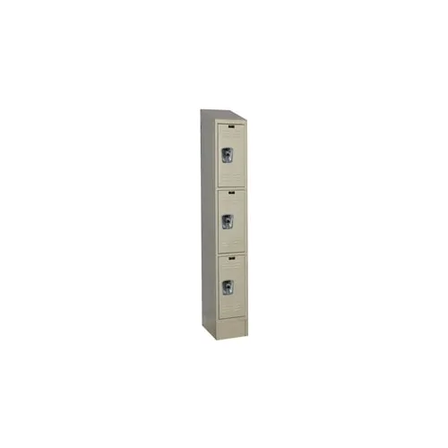 Hallowell® Ready-Built II 3-Tier 3 Door Locker, 12"W x 15"D x 84"H, Tan, Assembled