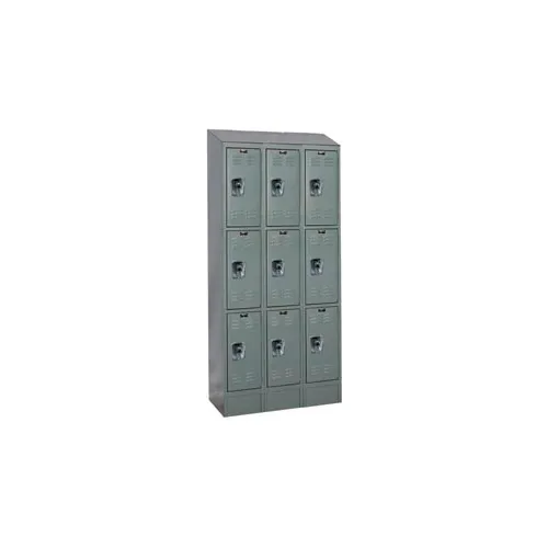 Hallowell® Ready-Built II 3-Tier 9 Door Locker, 36"W x 15"D x 84"H, Tan, Assembled