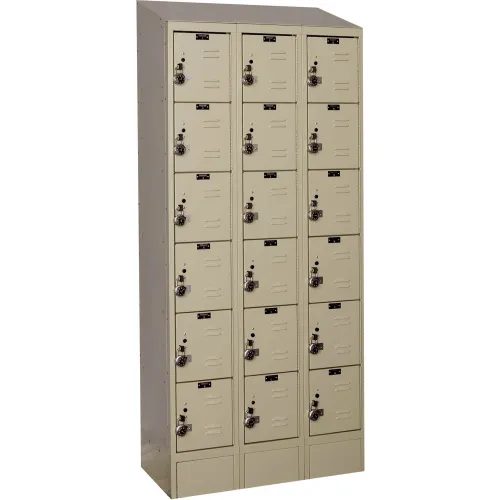 Hallowell® Ready-Built II 6-Tier 18 Door Locker, 36"W x 15"D x 84"H, Dark Gray, Assembled
