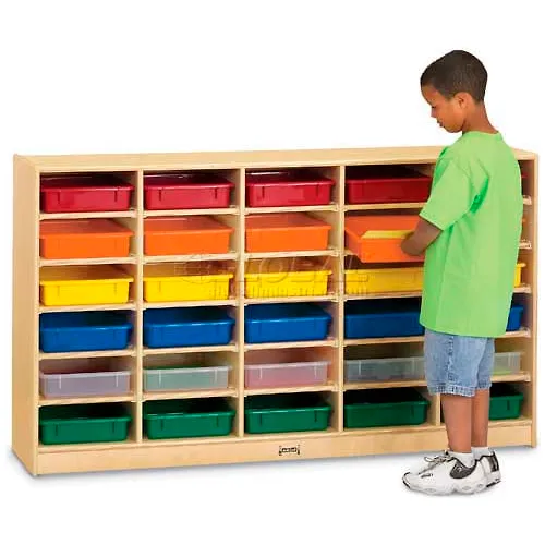 Jonti-Craft® 20 Tray Mobile Cubbie w/Colored Paper-Trays, 60"W x 15"D x 35-1/2"H, Birch Plywood
