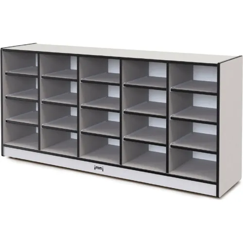 Jonti-Craft® 20 Tub Mobile Cubbie w/o Tubs, 60"W x 15"D x 29-1/2"H, Gray Laminate, Black Edge
