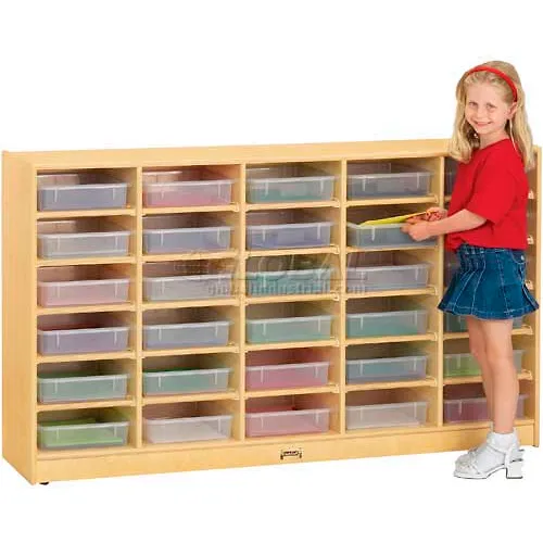Jonti-Craft® 30 Tray Mobile Cubbie Without Paper-Trays, 60"W x 15"D x 35-1/2"H, Birch Plywood