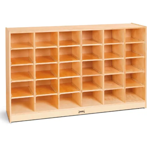 Jonti-Craft® 30 Tray Mobile Cubbie Without Trays, 57-1/2"W x 15"D x 35-1/2"H, Birch Plywood