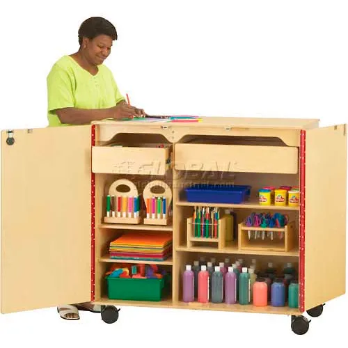 Jonti-Craft 9511JC Mobile Supply Cabinet 45"W x 24"D x 46"H, Birch, Assembled