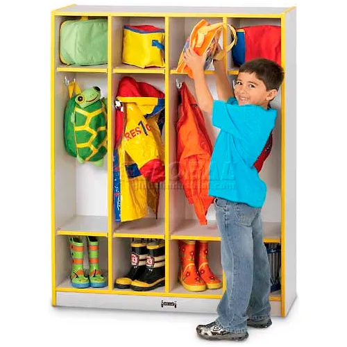 Jonti-Craft® Kid Coat Locker, 4 Wide, 39"W x 15"D x 50-1/2"H, Gray Laminate