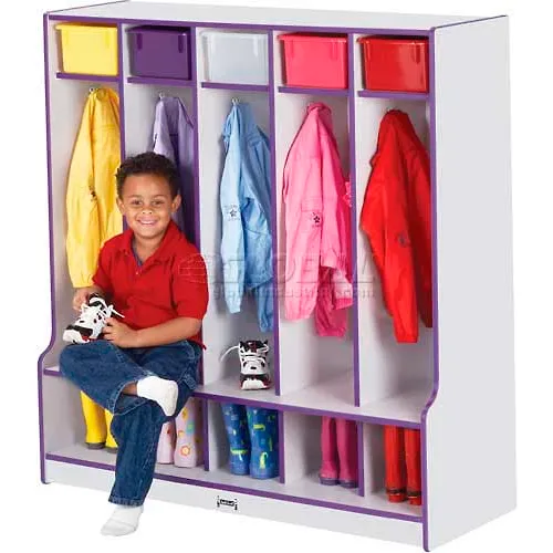Jonti-Craft® Kid Seat Coat Locker, 5 Wide, 48"W x 17-1/2"D x 50-1/2"H, Gray Laminate